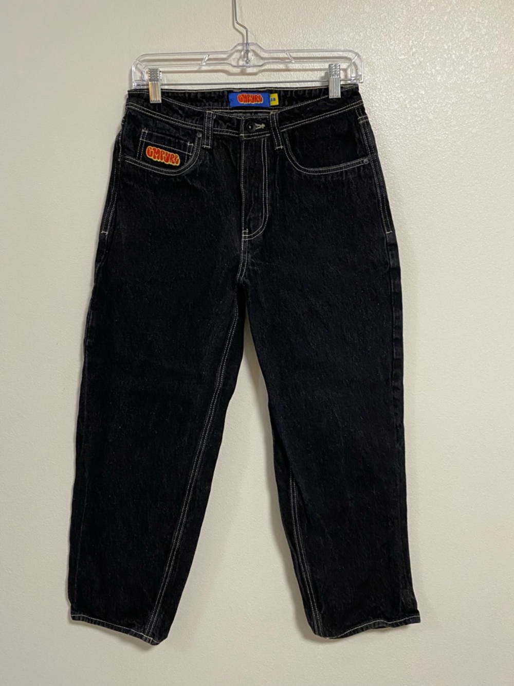 Empyre Jeans Kids 28 Black White stitch Loose Fit Skate Jeans